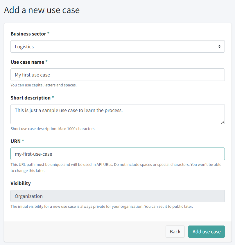 Add use case form