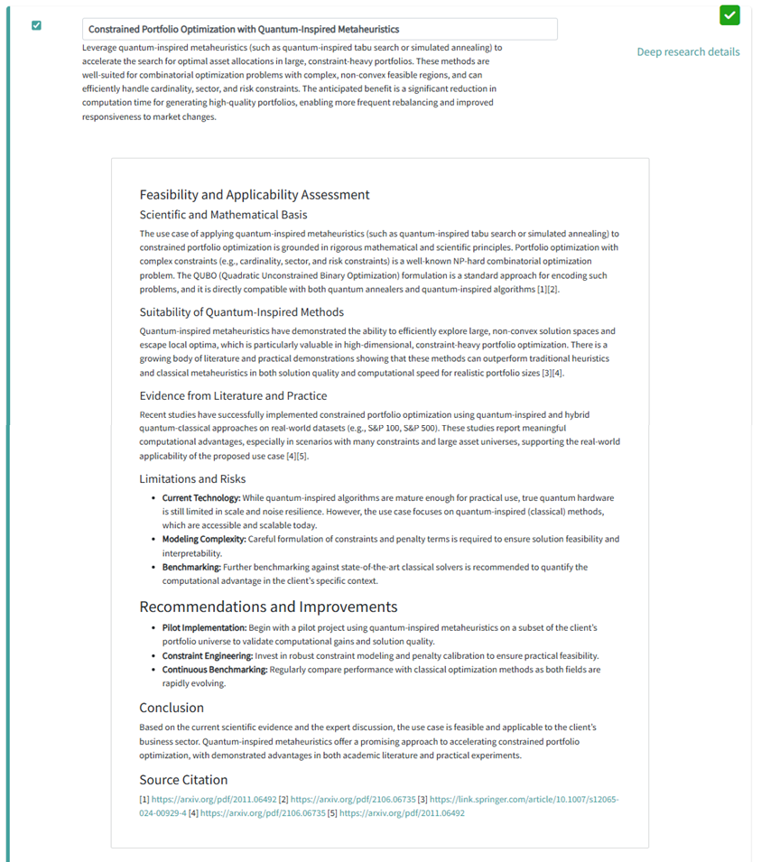 Feasibility assessment report of a use case