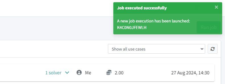 Job successfully executied