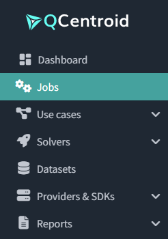 Jobs section in the sidebar menu