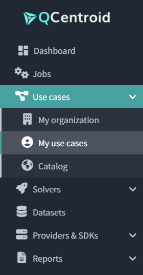 My use cases section in the sidebar menu